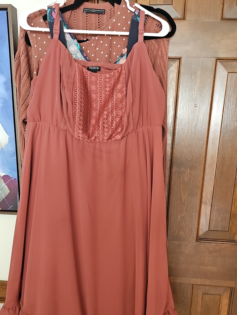 torrid Deep Rose Chiffon Maxi Dress with Crochet Bib Detail